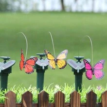 1pc Solar/Battery Powered Rotating Shake Realistic Butterfly Decoration Toy, Suitable For Garden, Pet Entertainment