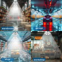 Luces LED para garaje, paquete de 2 unidades/1 pieza, luz de tienda LED de 180W, luces de techo de garaje LED de 18000LM con 6+1 paneles deformables, base E26/E27 para almacén, garaje o taller - tamaño - Ver 7