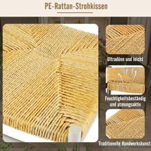 Set van 3 tafels en stoelen voor binnen en buiten, 2 stoelen en 1 ronde bijzettafel voor bistro, balkon, terras, tuin, balkonmeubel van aluminium en roestvrij staal met PE rattan zitkussens