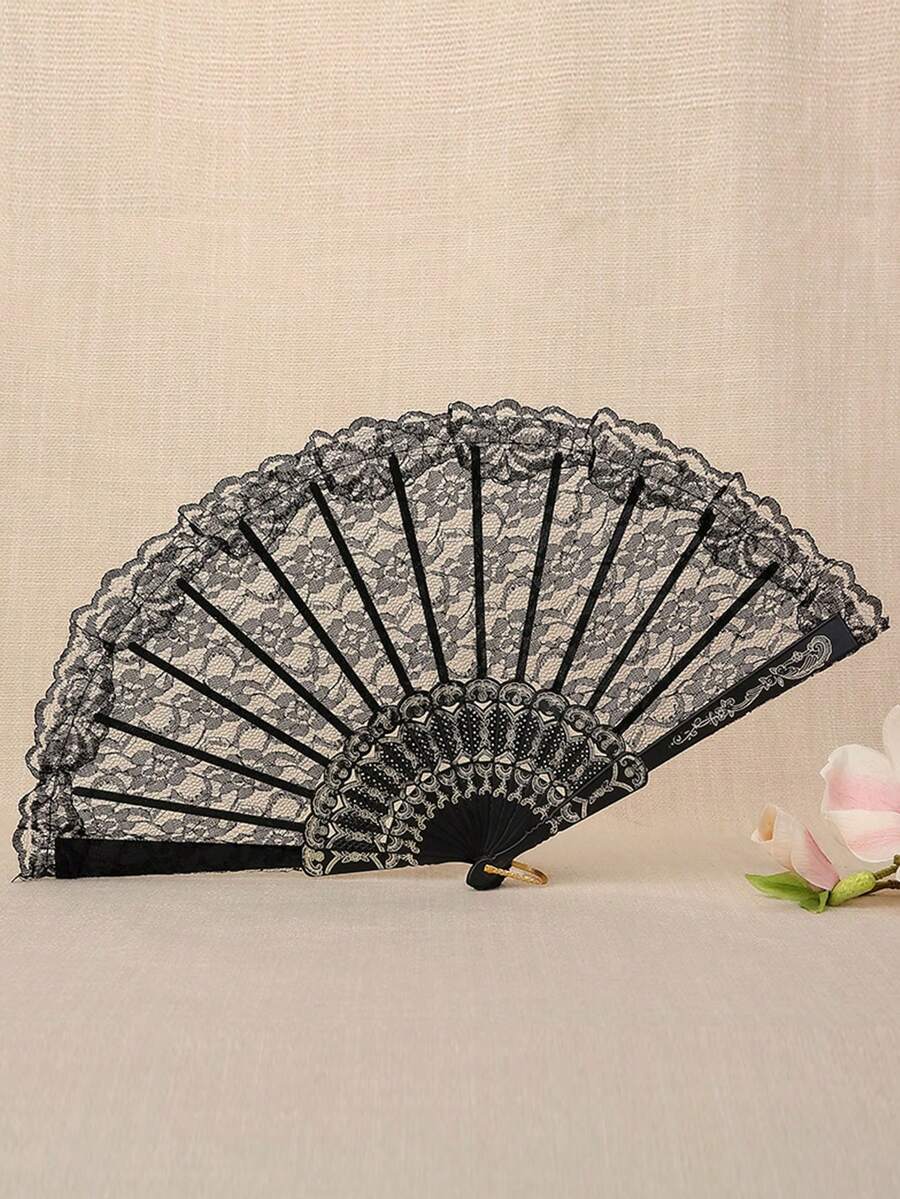Lace Fan For Dancing, Folding Hand Fan - Multicolor - View 1