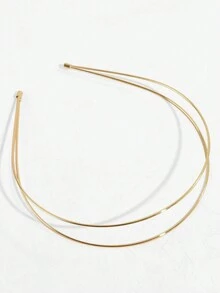1入組雙層合金髮箍，金屬亮澤薄條疊加極簡風髮箍 - 多色 - 查看 8