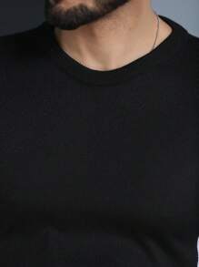 Blusa de Frio Suéter Tricô Masculino Basica Estilo Lisa Importado Inverno - Preto - Visão 6