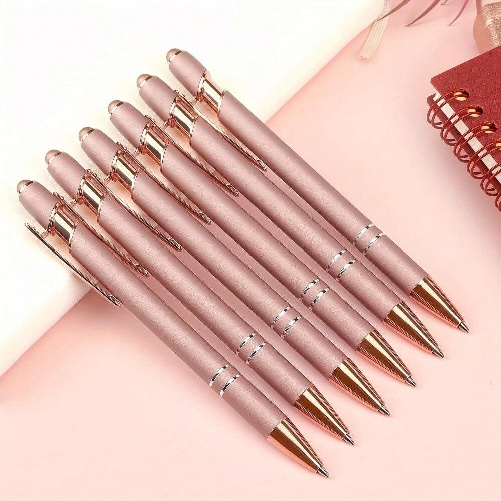 Bolígrafos Con Lápiz Táctil 2 En 1 - Pack De 6, Tinta Negra, Punta Capacitiva De Diamante, Colores Surtidos