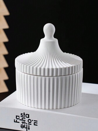 DIY Round Striped Candle Cup Mold, Jewelry Silicone Mold With Lid Storage Box, Home Decor, Crystal Epoxy Resin Mold, Plaster Clay Mold
