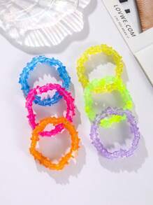 6pcs Multicolor Acrylic Beaded Bracelet With Star Charm For Daily Outfit Accessorizing