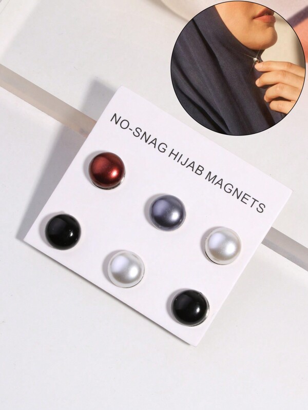 SHAN LI HUA 1 Card Of 6pcs Fashionable Magnetic Hijab Pins For Women, Scarf Clasp And Anti-Slip Fixing Accessory Accessories Women