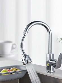 3 Mode Kitchen Faucet Aerator, Sink Faucet Splash Extender, 360 Degree Rotatable Faucet, Sprayer Head Anti Splash Tap, Shower Water Saving(Lengthened 2 Styles Random) - Silver - View 5