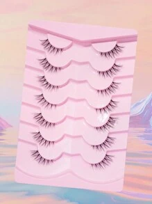 7 Pairs/Set Half Eye Natural Long Cat Eye False Eyelashes Suitable For Daily, Dating, Party And Festival