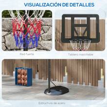 SPORTNOW Canasta de Baloncesto con Altura Ajustable 216-277 cm Aro de Baloncesto para Exterior con Ruedas y Base Rellenable para Adolescentes y Adultos Negro - Negro - Ver 6