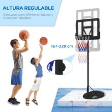 SPORTNOW Canasta de Baloncesto con Altura Ajustable 216-277 cm Aro de Baloncesto para Exterior con Ruedas y Base Rellenable para Adolescentes y Adultos Negro - Negro - Ver 5