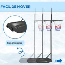 SPORTNOW Canasta de Baloncesto con Altura Ajustable 216-277 cm Aro de Baloncesto para Exterior con Ruedas y Base Rellenable para Adolescentes y Adultos Negro - Negro - Ver 9