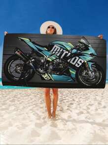 1pc 250GSM Creative Motorcycle Series Printed Beach Towel, Strong Water Absorption Pool Towel, Sand-Free Oversized Beach Blanket, Quick-Drying Swimming Towel, Suitable For Travel, Swimming, Surfing, Yoga, Camping, Ideal For Motorcycle Club Gathering, Beach Essential. Summer Travel, Vacation Holiday Bathroom Decor Beach Essentials - Multicolor - View 23