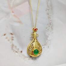 A Natural Chalcedony, Gold-Plated Craft Gem Inlaid Necklace Pendant, Fashion Jewelry, Women's Necklace Jewelry, Gem Necklace, Holiday Gift, Gift For Her. - Pipa C - View 2