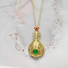 A Natural Chalcedony, Gold-Plated Craft Gem Inlaid Necklace Pendant, Fashion Jewelry, Women's Necklace Jewelry, Gem Necklace, Holiday Gift, Gift For Her. - Pipa C - View 1