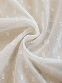 1 pieza Cortina translúcida con diseño floral 3D de estilo francés con lunares, versátil para dormitorio, sala de estar, balcón, ventana de estudio, disponible en varios colores - Blanco - Ver 6