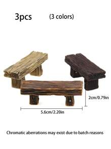 1/3pcs-Mini Resin Bench Miniature Fairy Garden Bench Dollhouse Accessories Statue DIY Decor Gift