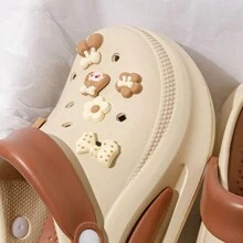 Women's Height Increasing Thick-Soled, Wear-Resistant, Fashionable Hollow Lace-Up Shoes, Flower Design With Removable Insole, Suitable For Beach And Vacation Wear