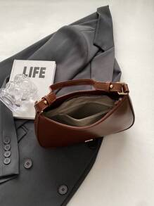 Women's Fashionable And Minimalist Elegant Underarm Bag Crossbody Bag Can Hold Mobile Phone - Coffee Brown - View 5