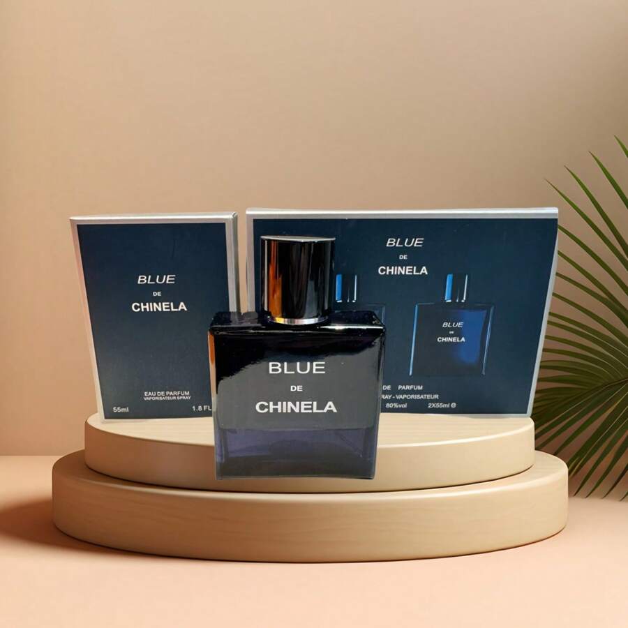 EAU DE PARFUM BLUE DE CHINELA NATURAL SPRAY VAPORISATEUR  Con Feromonas Florales 2*55ML Para HOMBRE  ,Embalaje nuevo,Fácil de llevar,fragancia duradera - azul oscuro - Ver 1