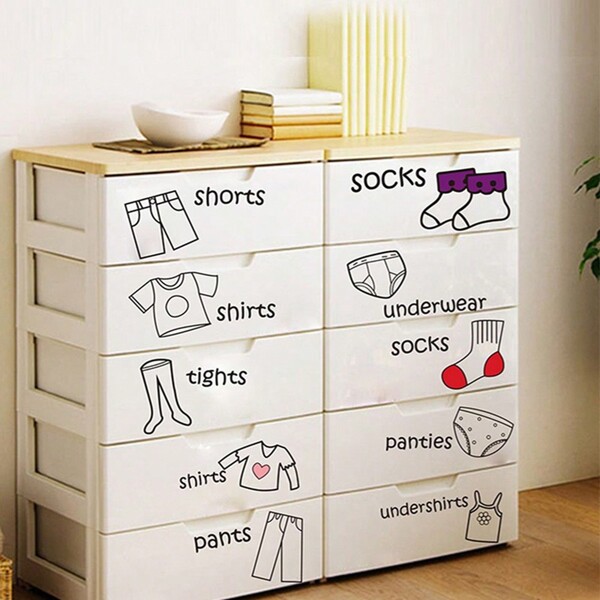 20pcs/Set Clothing Label Stickers For Kids' Bedroom Closet Decoration, Self-Adhesive Background Paper, Suitable For Children's Room Closet Decoration Baby Shower Family Decorations Gifts