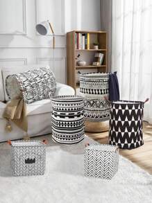 WHICHLIFE 1 chiếc giỏ đựng quần áo bẩn đa năng có họa tiết bất đối xứng đen trắng, trang trí phòng, đồ trang trí, đồ trang trí, đồ trang trí, đồ lưu trữ, đồ sắp xếp quần váy giày dép quần jean bốt váy - Đen và trắng - Xem 7