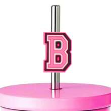 1入組字母吸管裝飾，粉色可愛吸管裝飾，適用於0.4英吋吸管，派對裝飾