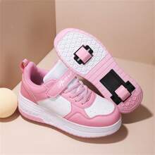 夏季透氣低幫滑板鞋,配有雙輪,適合青少年、學生、成年人、情侶,適用於戶外運動。男鞋和女鞋皆有。 - 粉色 - 查看 12