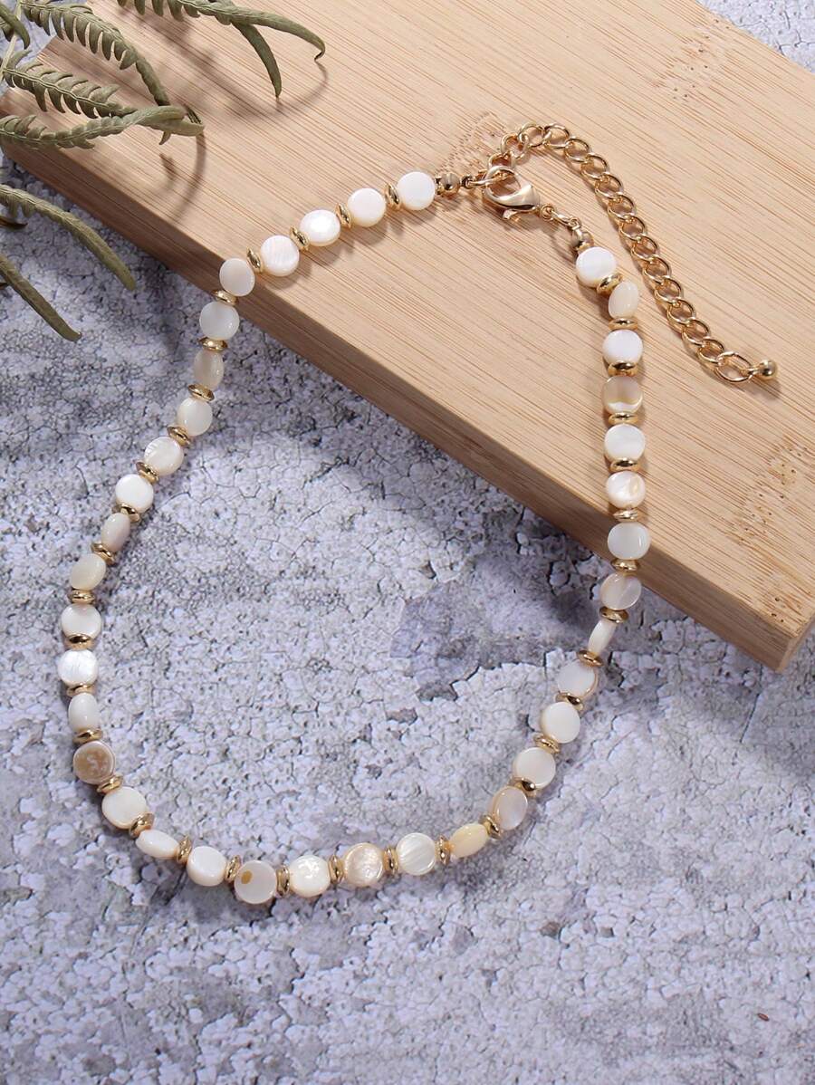 1 件天然色串珠项链，适合女性日常和度假佩戴 - 綠色 - 查看 1