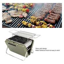 Folding Barbecue Grill, Portable Charcoal BBQ Grill Mini Wavy G For Backyard PicnicGreen Camping Sports - 彩色 - 查看 2