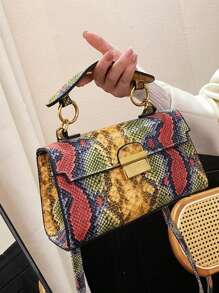Fashionable , High-End Texture, Light Luxury, Snake Print Niche Design, Versatile Handheld, Detachable Shoulder Cross, Armpit Lock(The Snake Pattern Is Random) - Multicolor - View 2