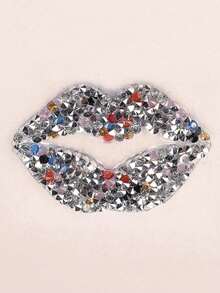 1pc Lip Design Hot Stamping Transfer Sticker, Crystal Rhinestone Lipstick Decal, For Clothing - Multicolor - View 1
