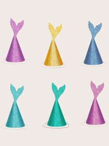 6入組魚尾尾巴造型生日帽 - 彩色 - 查看 1