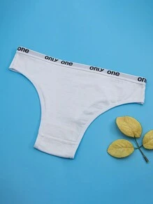 3 件装女士彩色字母印花透气中腰性感丁字裤运动内裤 - 彩色 - 查看 7