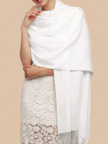 1pc Women Solid Color Silky Pashmina Shawl Wraps Soft Bride Bridesmaid Shawl For Formal Evening Party Wedding Accessories Women - A - View 6