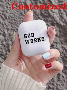 定制可爱文字纪念TPU软耳机壳，适用于苹果1/2代，男女通用时尚设计