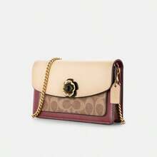 Coach Parker Crossbody 女士斜挎包，采用撞色标志性帆布，带茶玫瑰旋锁 1680 B4QVB - 玫瑰紅 - 查看 5