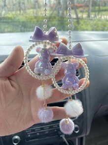 1 Xe Ô Tô Mặt Dây Trang Trí Xe Ô Tô Nội Thất Gấu Mặt Dây Chuyền Gương Chiếu Hậu Mặt Dây Chuyền - Hồng - Xem 10