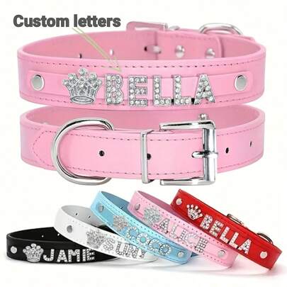 Personalized Dog Collar PU Leather Puppy Cat ID Collars With Rhinestone Heart Star Shaped Dog Accessory For Small Medium And Large Dogs Ornamental,Engraved,Stainless,Cat,Sequins Stylish,Contracted,Fashion,Cute,Cuties,Colorful Unique,Customized Christmas Decor,Treasure Finds,Cat Tags Personalized Small,Personalized Cat Collar,Personalized Dog Collars Ideal Gifts For Him Her,Family,Friends,Pet Lovers,Pet For Anniversaries,For Birthdays,For Christmas,For Housewarming,For Fall/Autumn/Winter Ornamental,Engraved Stylish,Fashion,Colorful,Vintage,Cute,Contracted,Cuties Custom,Unique,Customized,Personalized Pet For Anniversaries,For Birthdays,Customized Pet Collars, Leashes & Harnesses,Street Casual Chic