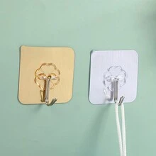 5pcs Gold And Silver Non-Marking Hooks Strong Adhesive Hook Kitchen Bathroom No Nail Stickers Magic Sticky Hooks - Multicolor - View 4