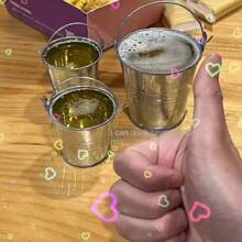 1/2/3/4pcs Mini Drinking Bucket, Drinking Pot, Small Metal Bucket Beer Mugs