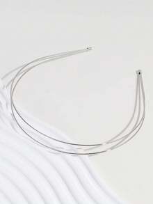 1入組雙層合金髮箍，金屬亮澤薄條疊加極簡風髮箍 - 多色 - 查看 1