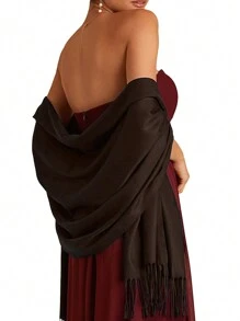 1pc Women Solid Color Silky Pashmina Shawl Wraps Soft Bride Bridesmaid Shawl For Formal Evening Party Wedding Accessories Women - A - View 11