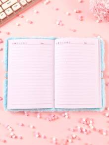 Plush Secret Diary Plush Notebook Secret Diary With Lock For Girls Kids, Multicolored Cute Notepad Cartoon Notebook School Office Hardcover Notebooks Writing Notepad - A - View 3