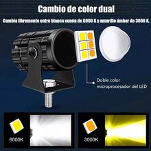 Par Faros Auxiliares Luces Led Moto Doble Color Impermeable - Negro - Ver 9