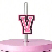 1入組字母吸管裝飾，粉色可愛吸管裝飾，適用於0.4英吋吸管，派對裝飾