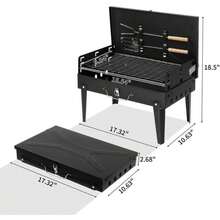 Portable Black Square Charcoal Grill Cast Iron - 彩色 - 查看 2