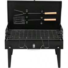 Portable Black Square Charcoal Grill Cast Iron - 彩色 - 查看 4
