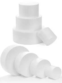 多款尺寸白色仿真蛋糕，蛋糕仿真層次組合，適用於裝飾、手工藝、烘焙展示、婚禮蛋糕設計、生日蛋糕、派對 - 白色 - 查看 6