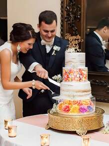 多款尺寸白色仿真蛋糕，蛋糕仿真層次組合，適用於裝飾、手工藝、烘焙展示、婚禮蛋糕設計、生日蛋糕、派對 - 白色 - 查看 3