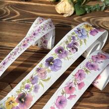 3卷/組復古花卉情景和紙膠帶組，花開富貴系列手帳禮盒裝飾貼紙，日記裝飾膠帶 - 彩色 - 查看 3